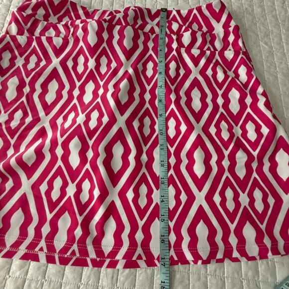 Jude Connally Pink & White Diamond Print A-Line Skirt S Nylon/Spandex - Picture 8 of 9